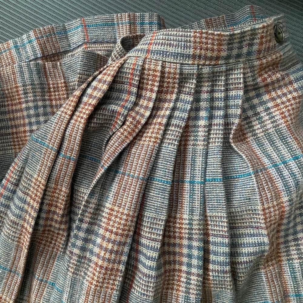 Vintage 1970s Tweed Plaid Skirt